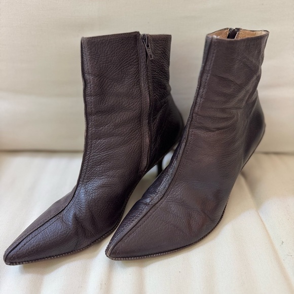Michael Kors Split Toe Side Zip Leather Heeled Ankle Boots Brown Women's Size 8 - Picture 1 of 5